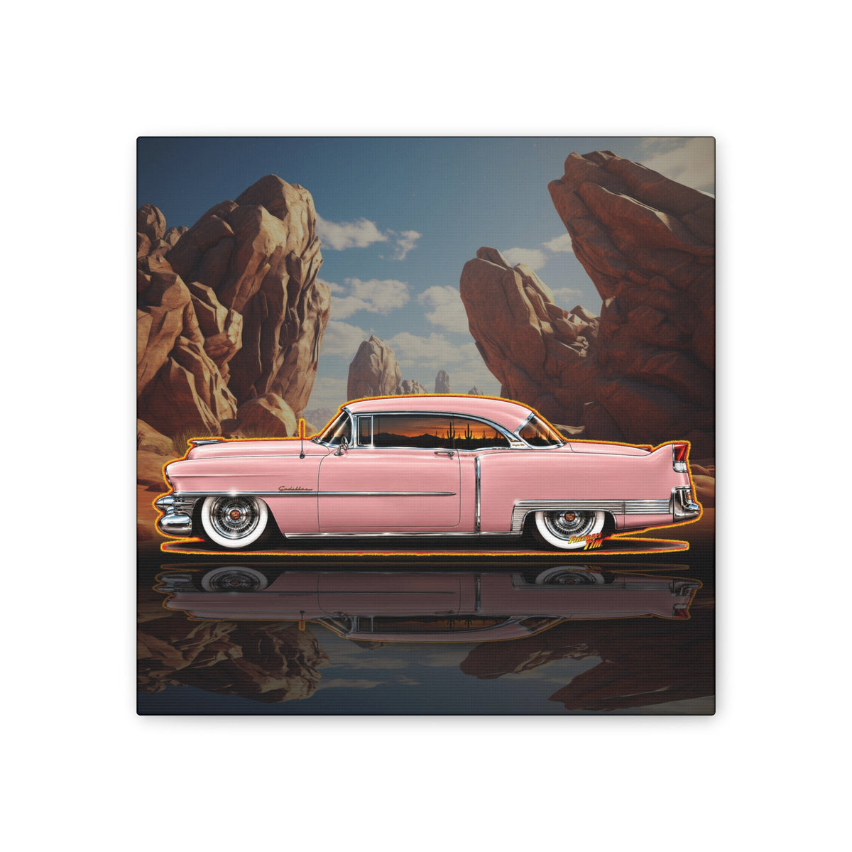 CADILLAC Coupe DeVille 1953 Collectible Fireball Art Canvas Stretched Print