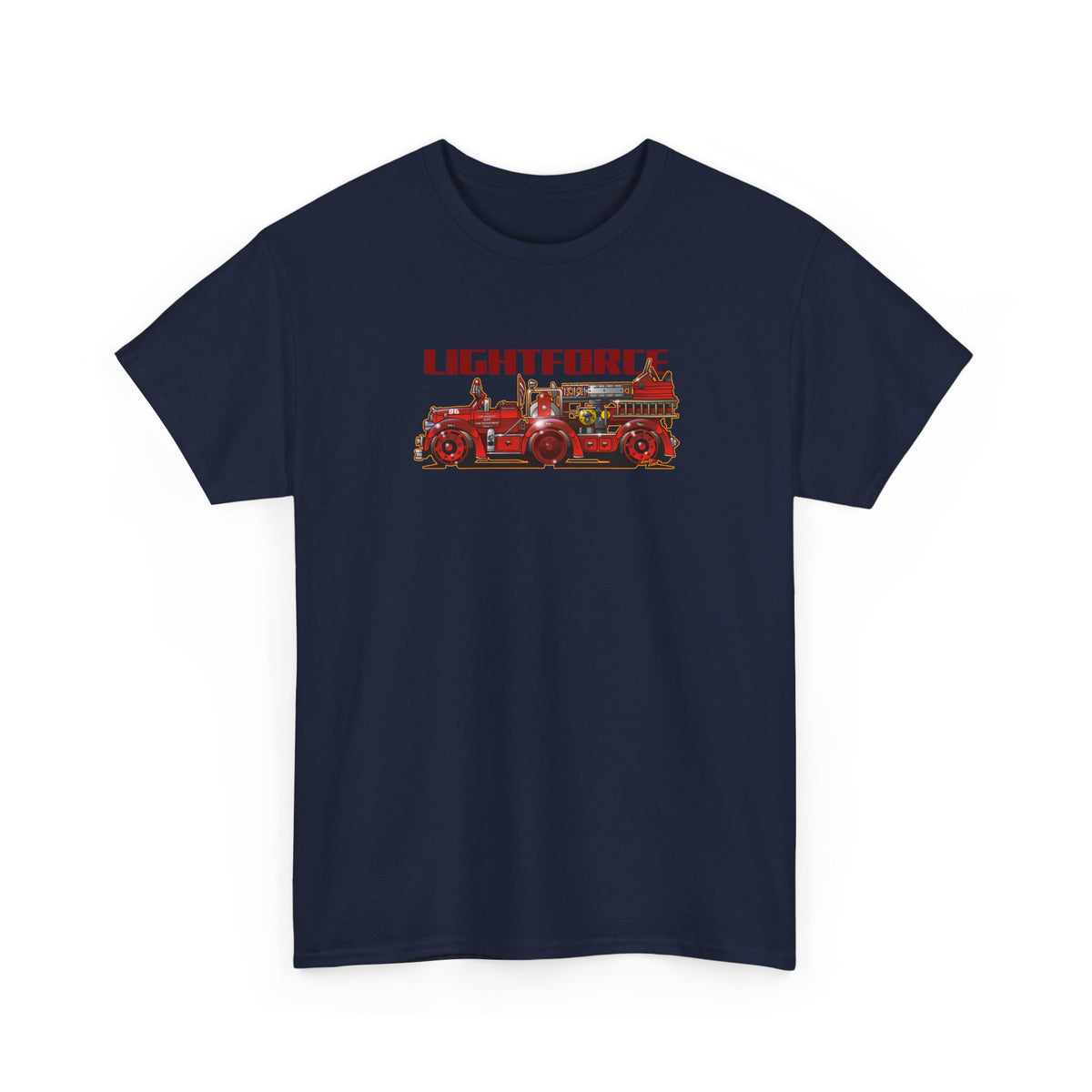 LIGHTFORCE VINTAGE 1940 AERIAL LADDER FIRE TRUCK Fireball Art Tee Shirt - Multiples