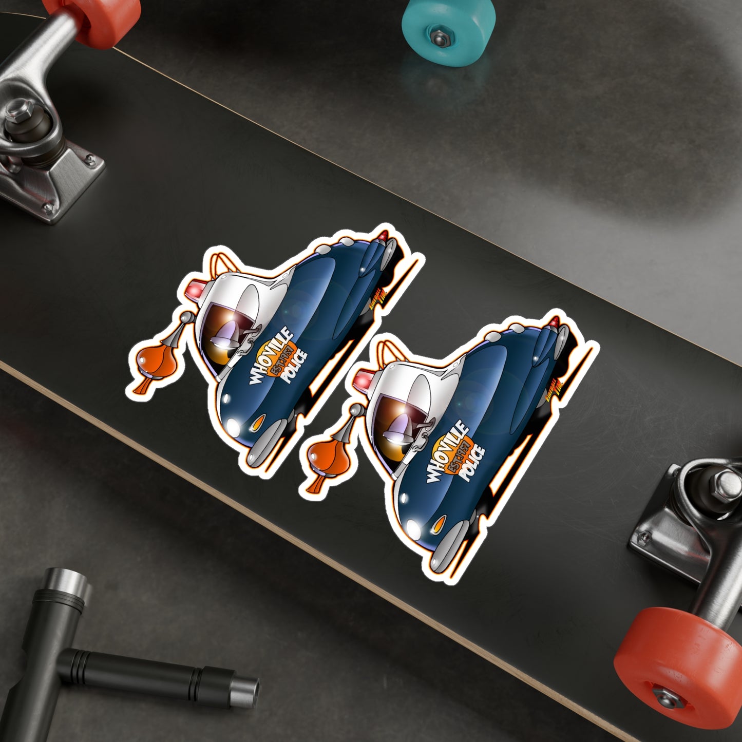 THE GRINCH WHOVILLE POLICE CAR Fireball Art Decal Sticker Set - 4 Sizes