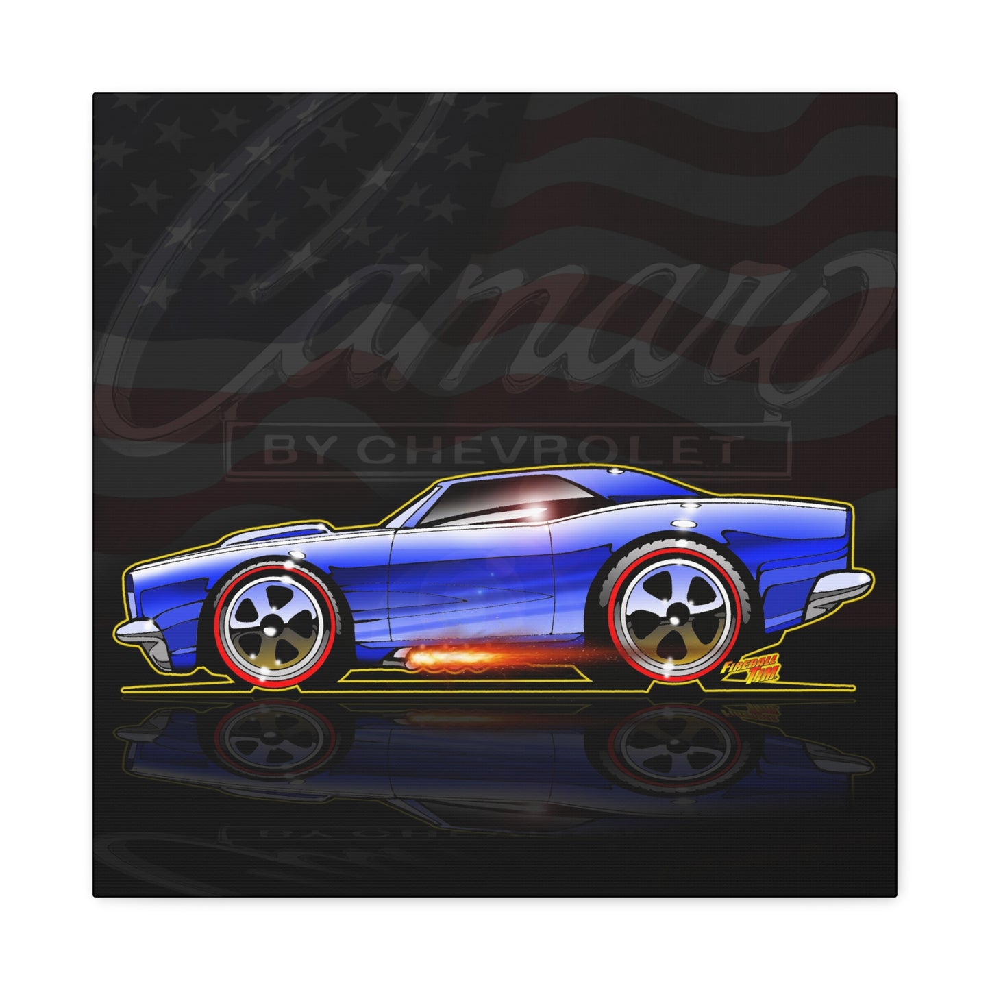 HOT WHEELS CAMARO Custom Collectible Fireball Art Canvas Print