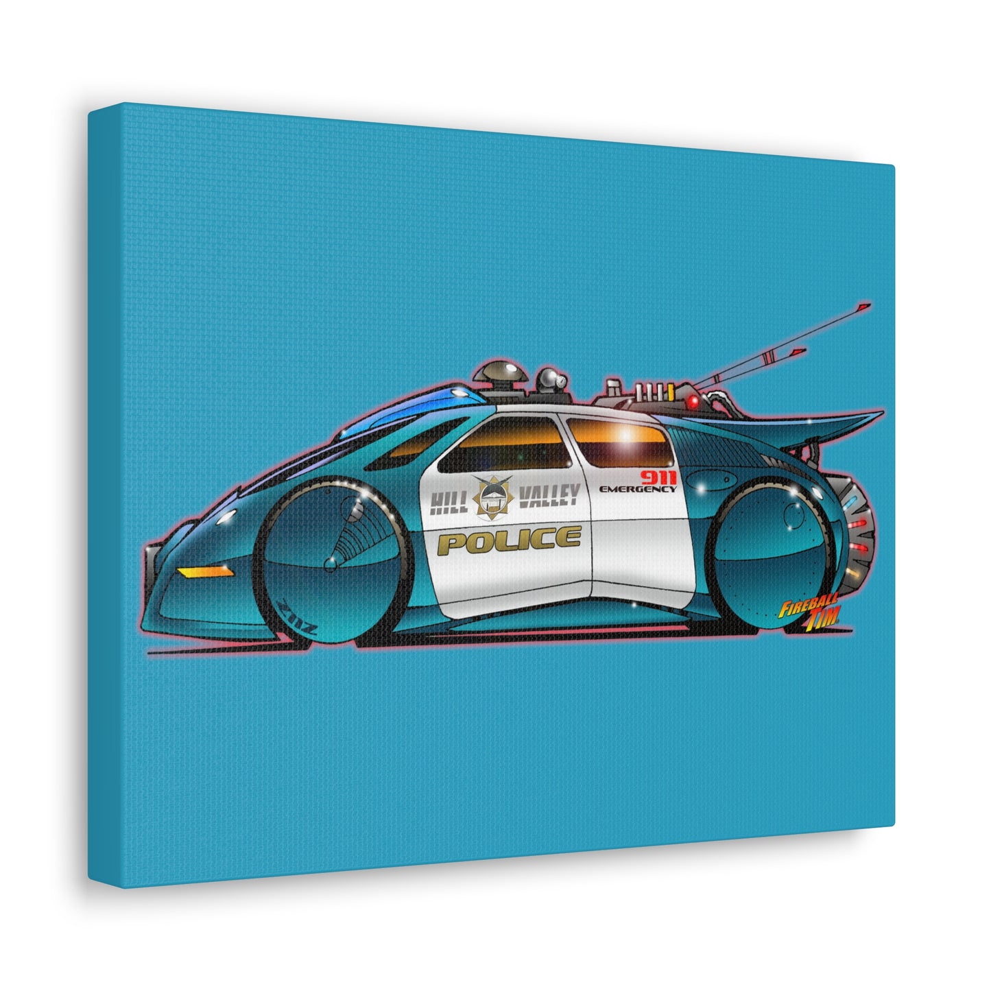 BACK to the FUTURE 2 Hill Valley Police Car Movie Canvas gallery Art Print 11x14