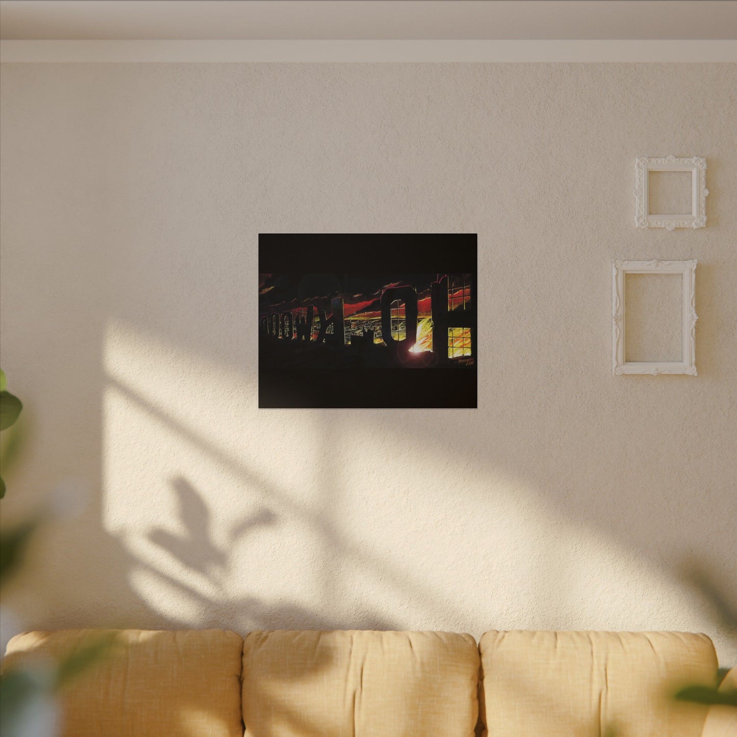 ESCAPE FROM LA Hollywood Sigh Fireball Concept Art Canvas Print