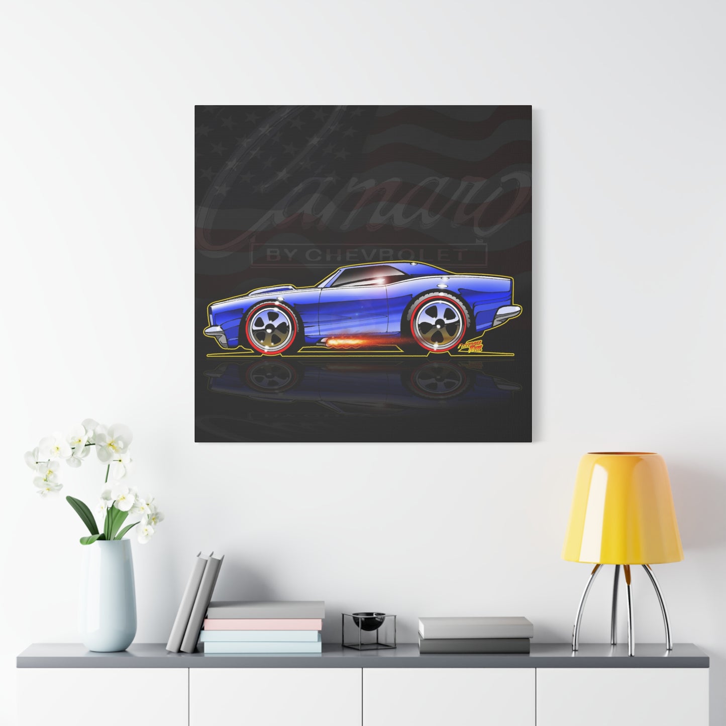 HOT WHEELS CAMARO Custom Collectible Fireball Art Canvas Print