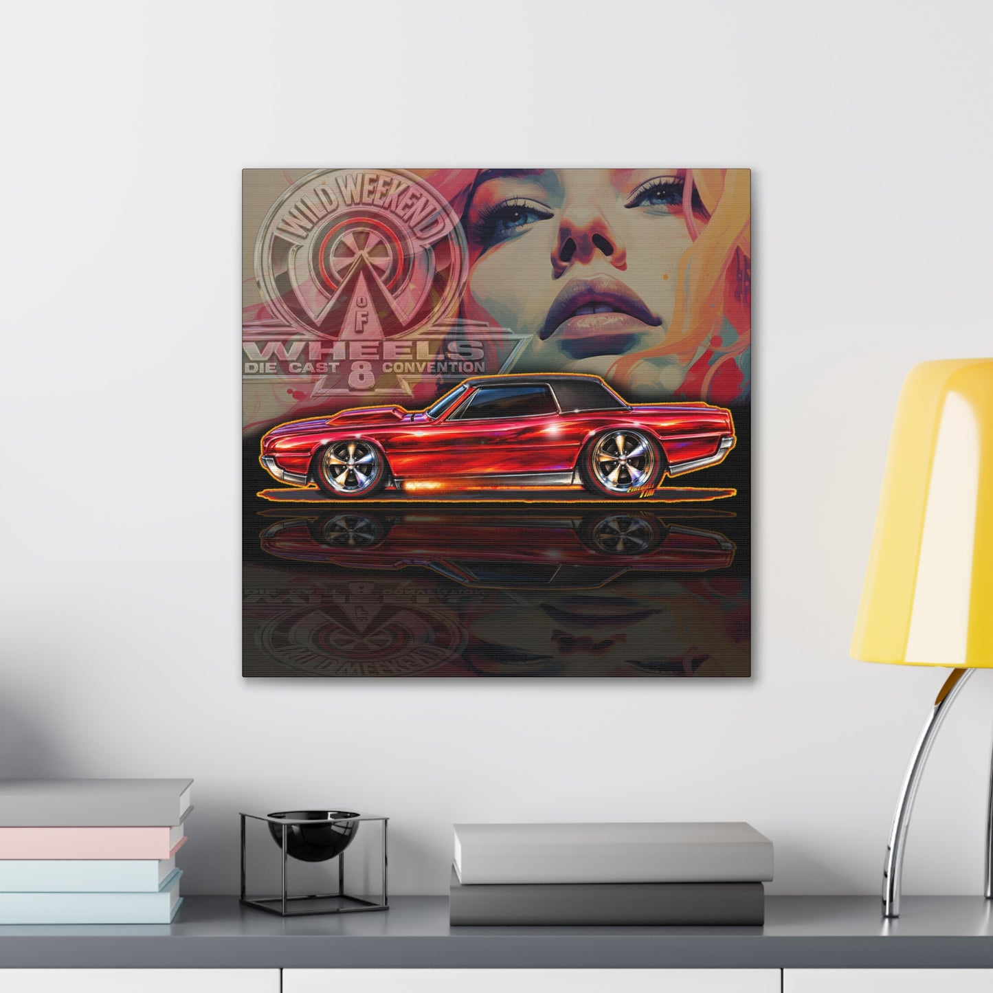 HOT WHEELS Sweet 16 CUSTOM TBIRD Collectible Fireball Art Canvas Stretched Print