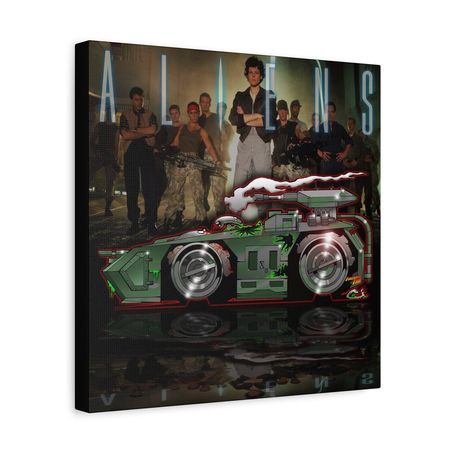 ALIENS APC TANK Movie Car Fireball Art Canvas Print