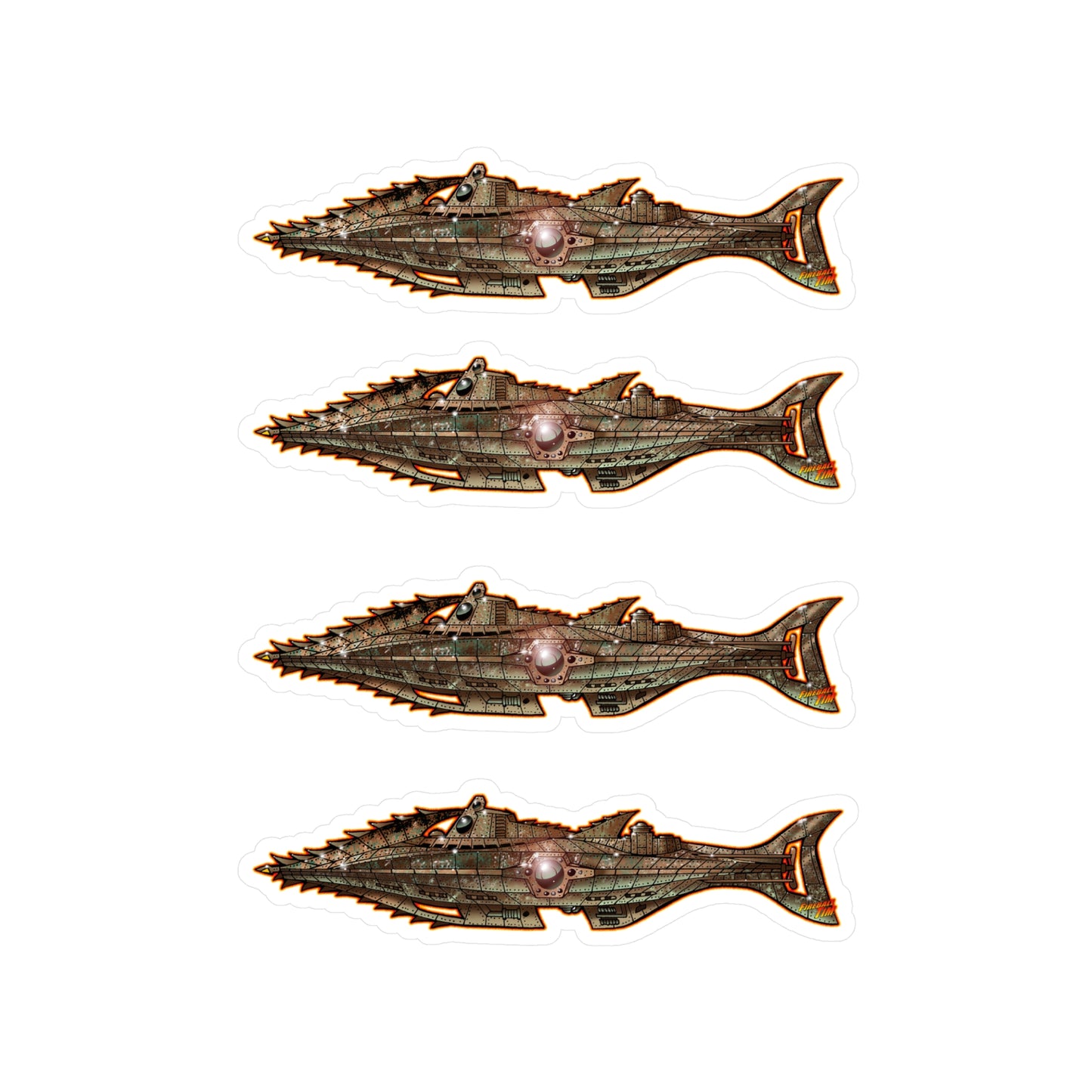 20,000 LEAGUES NAUTILUS SUBMARINE Fireball Art Decal Stickers - 4 Sizes