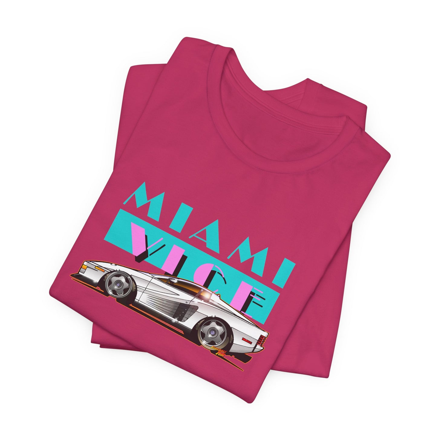 MIAMI VICE FERRARI TESTAROSSA TV Show Short Sleeve Tee 12 Colors