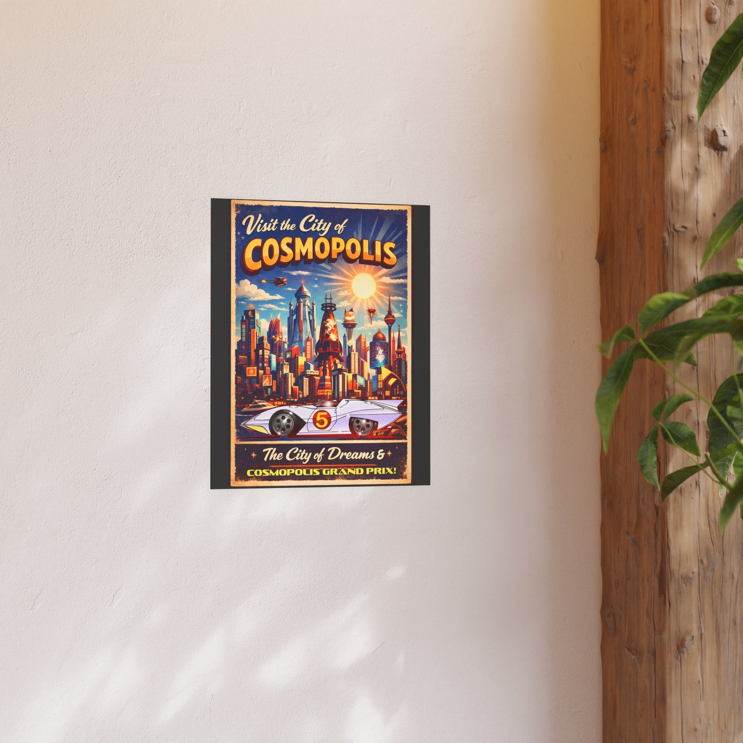 VISIT COSMOPOLIS Speed Racer Mach 5 Vintage Fireball Art Travel Poster Satin/Matte