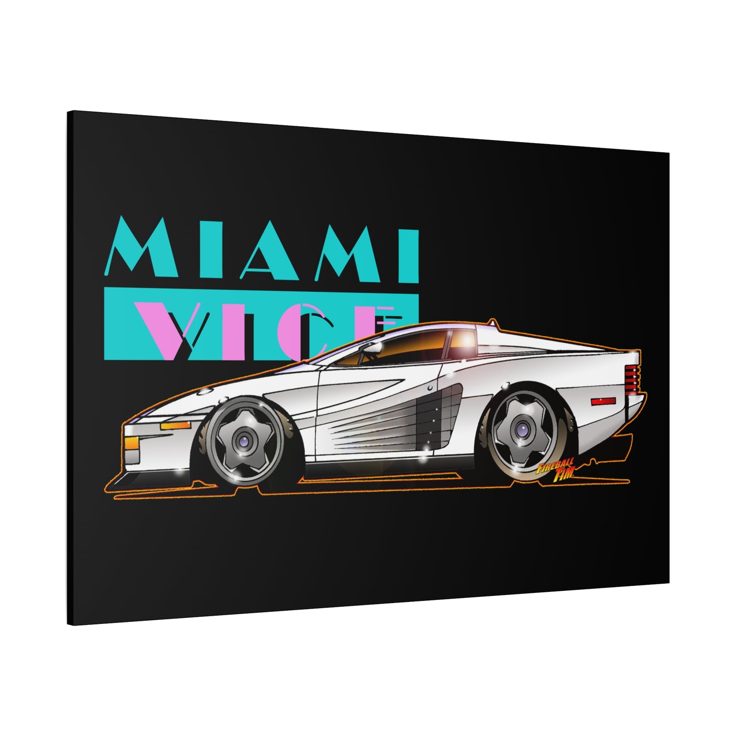 MIAMI VICE FERRARI TESTAROSSA Fireball Canvas Art Wall Print