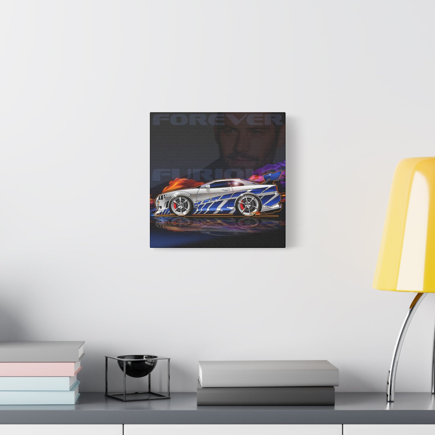 FAST AND FURIOUS NISSAN GTR Paul Walker Fireball Art Canvas Wall Print