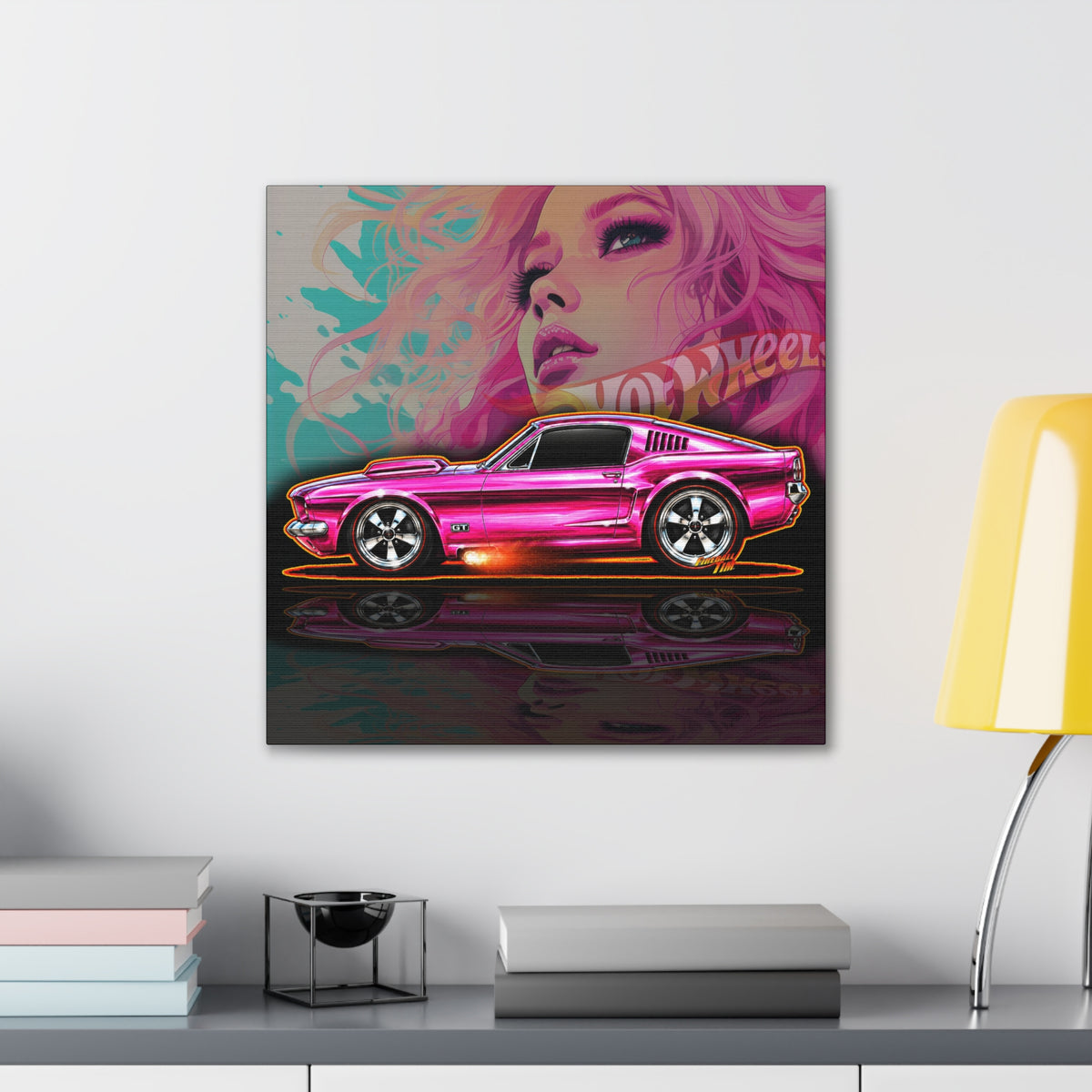 HOT WHEELS Sweet 16 MUSTANG GT Collectible Fireball Art Canvas Stretched Print