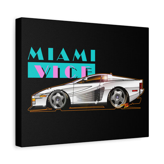 MIAMI VICE FERRARI TESTAROSSA Fireball Canvas Art Wall Print - 11x14