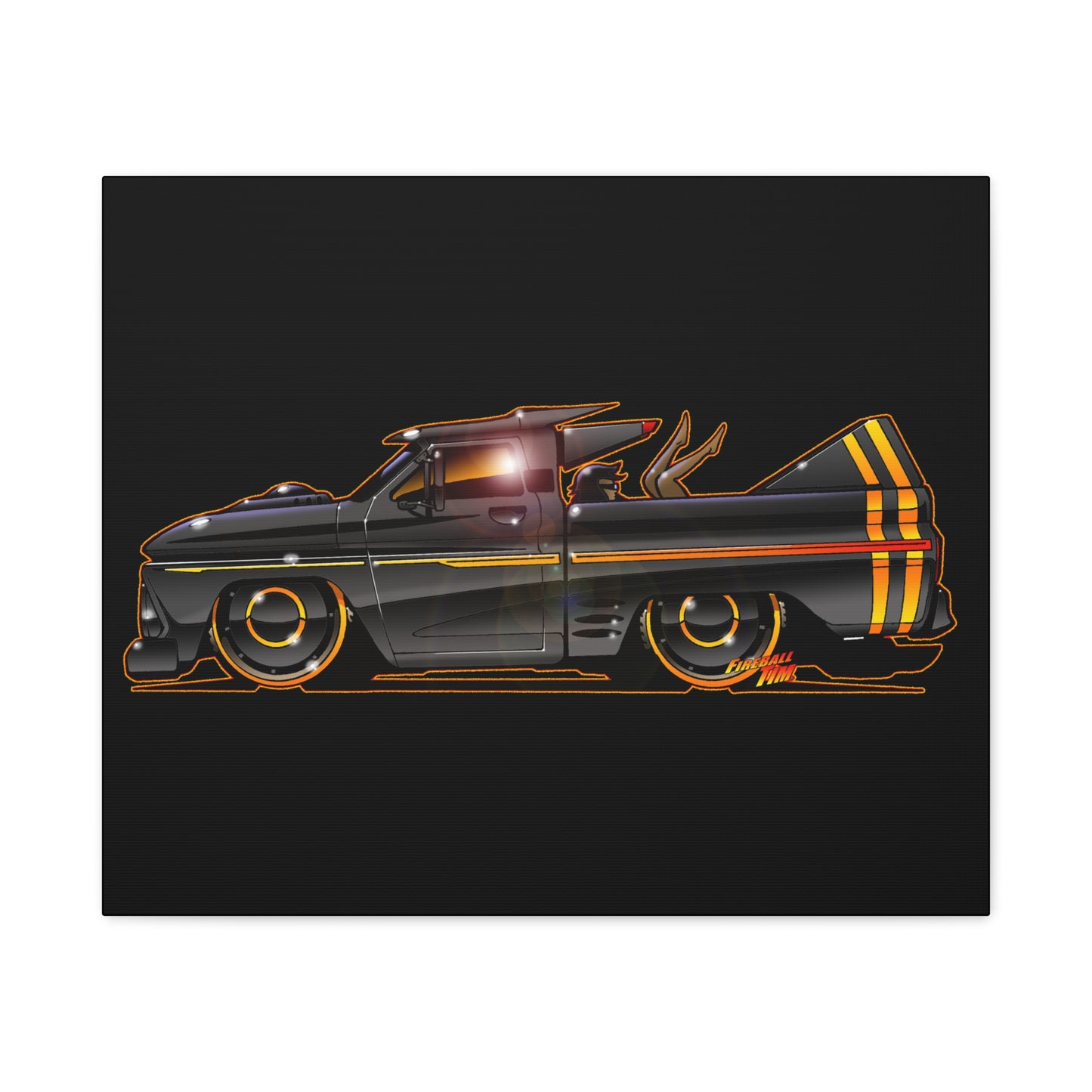 CHEVROLET C10 1960 Stinger Pickup Truck Fireball Art Canvas Print