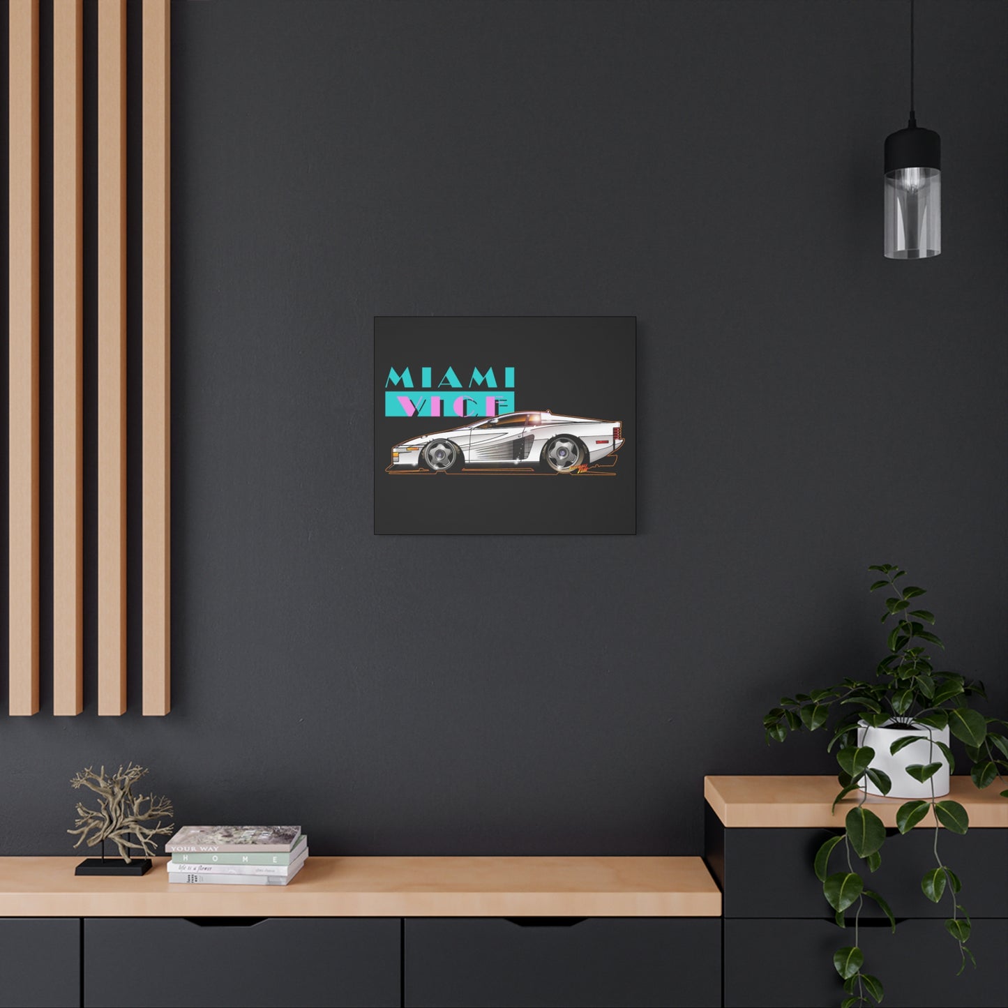 MIAMI VICE FERRARI TESTAROSSA Fireball Canvas Art Wall Print