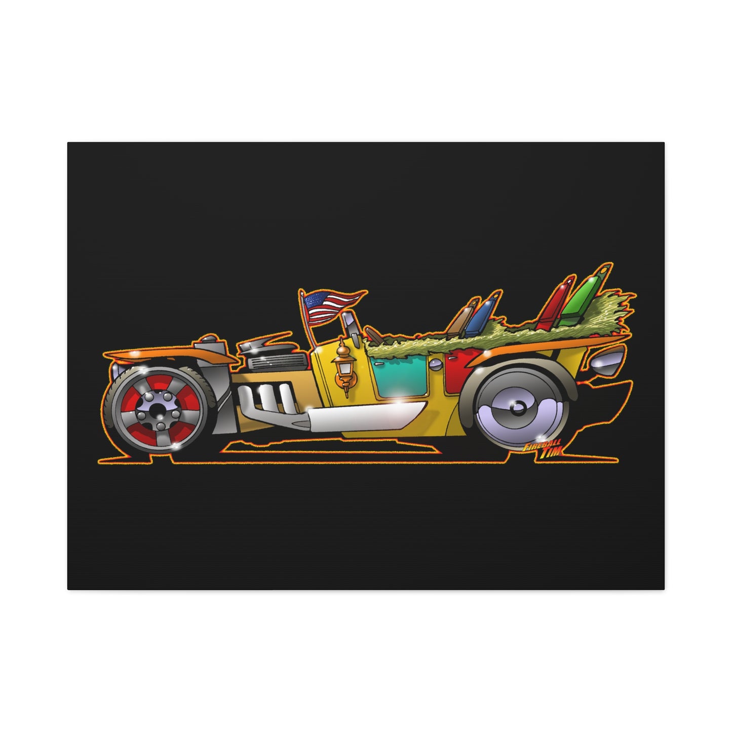 MONGREL T HOT ROD Elvis Easy Come Easy Go Fireball Canvas Art Wall Print