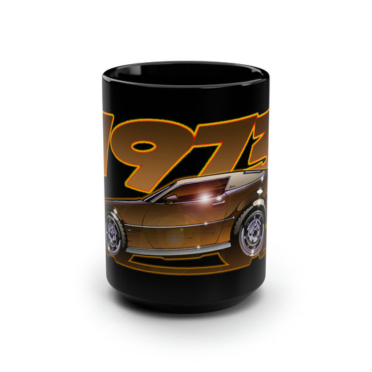 Fireball Tim 1973 PONTIAC Esprit Coupe Black Mug, 15oz-Mug-Fireball Tim Garage