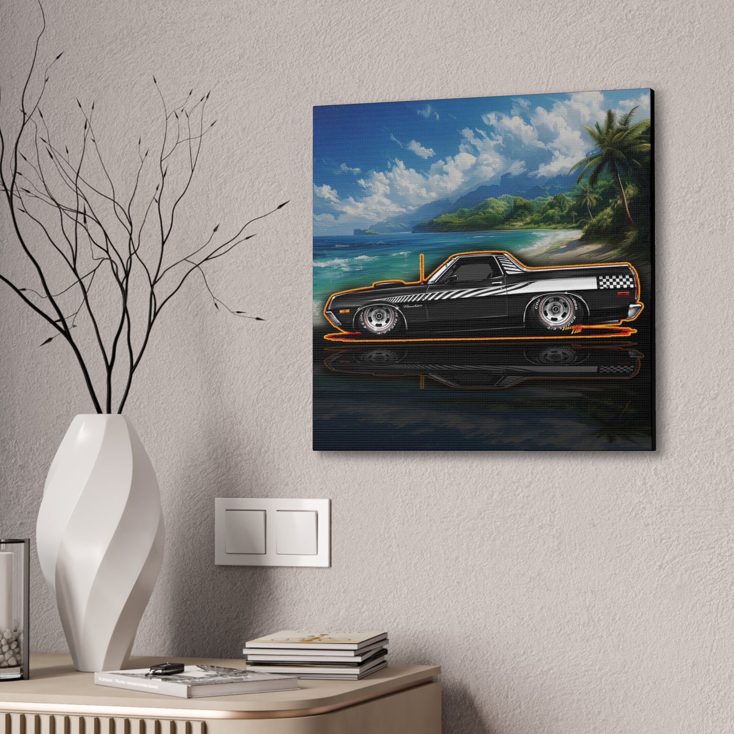 FORD RANCHERO Collectible Fireball Art Canvas Stretched Print
