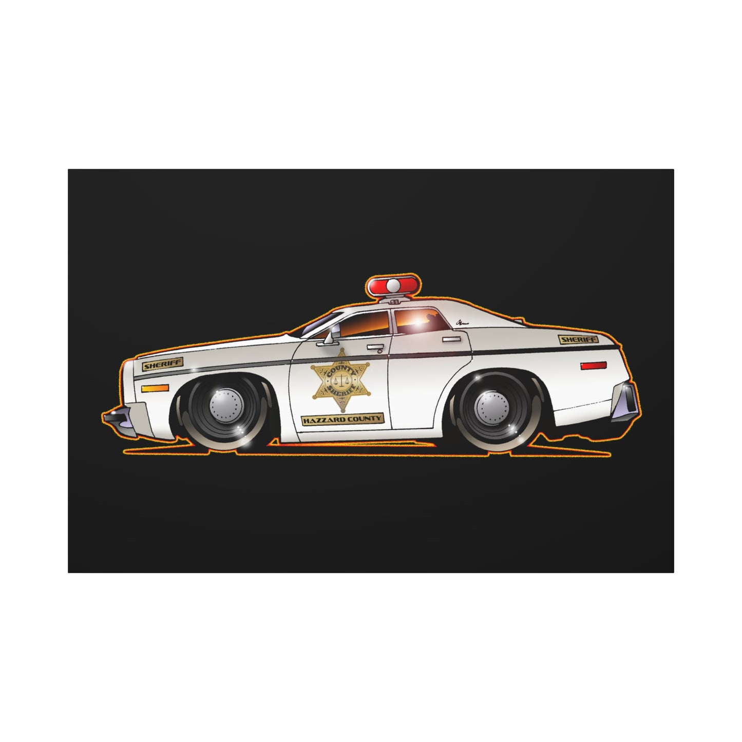 DUKES OF HAZZARD SHERIFF POLICE CAR Fireball Art Canvas Print
