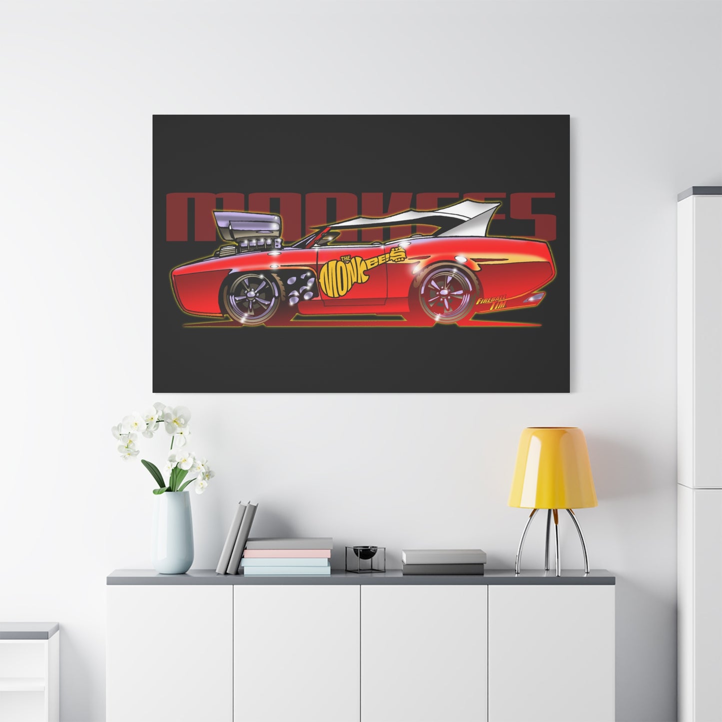 THE MONKEES Monkeemobile Fireball Canvas Art Wall Print - 11x14