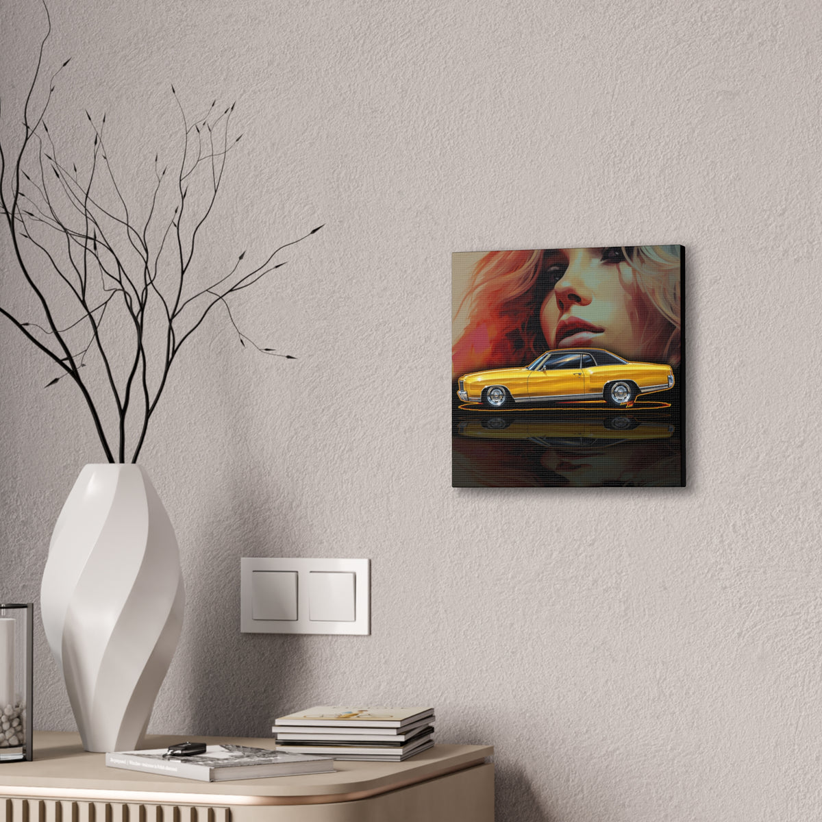 CHEVROLET MONTE CARLO 1972 Collectible Fireball Art Canvas Stretched Print