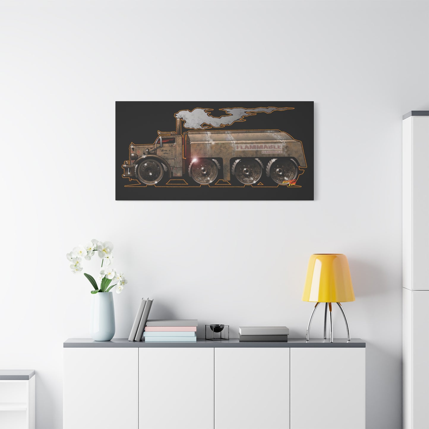 DUEL Killer Movie Truck Fireball Art Canvas Print - Sizes