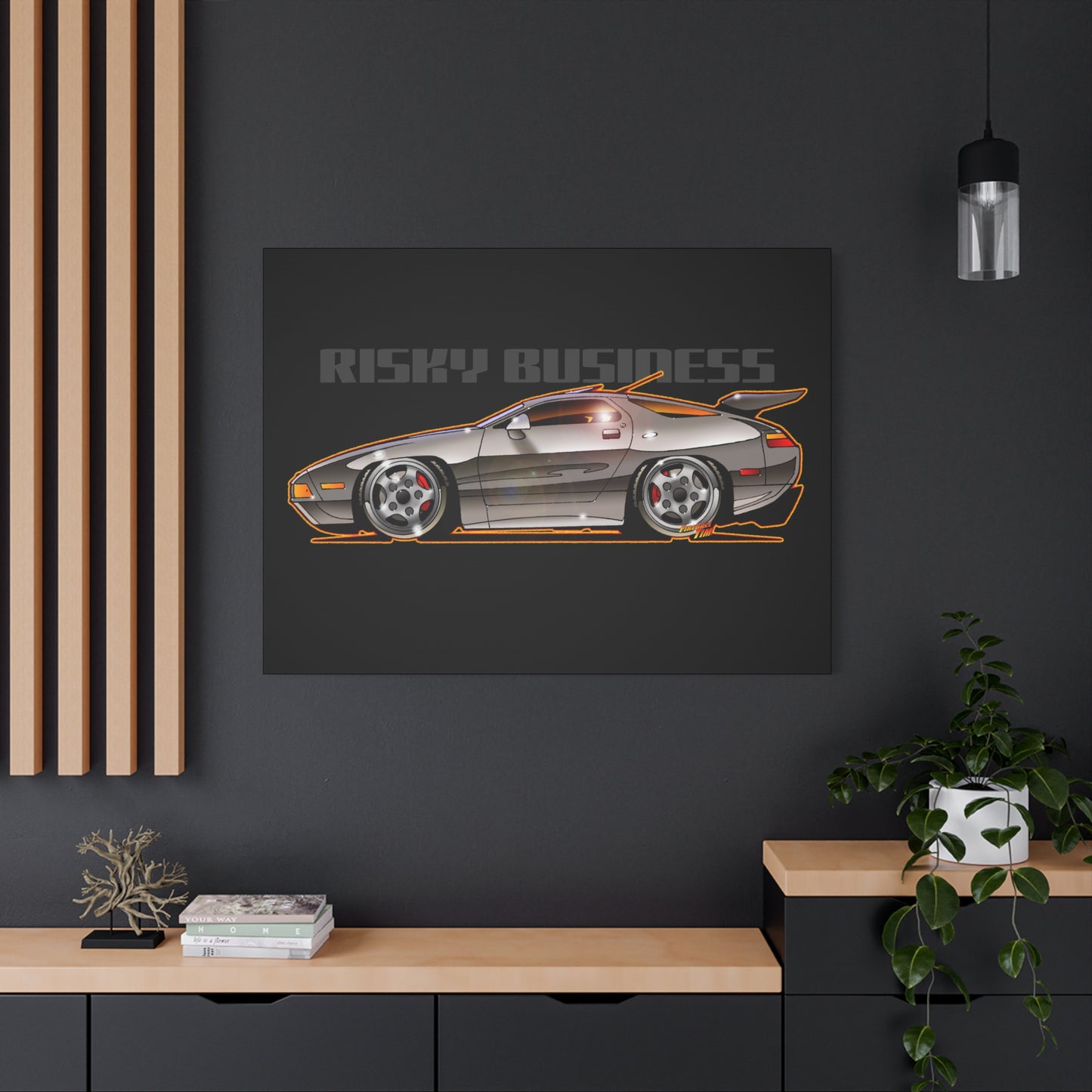 RISKY BUSINESS Porsche 928 Fireball Art Canvas Print - Sizes