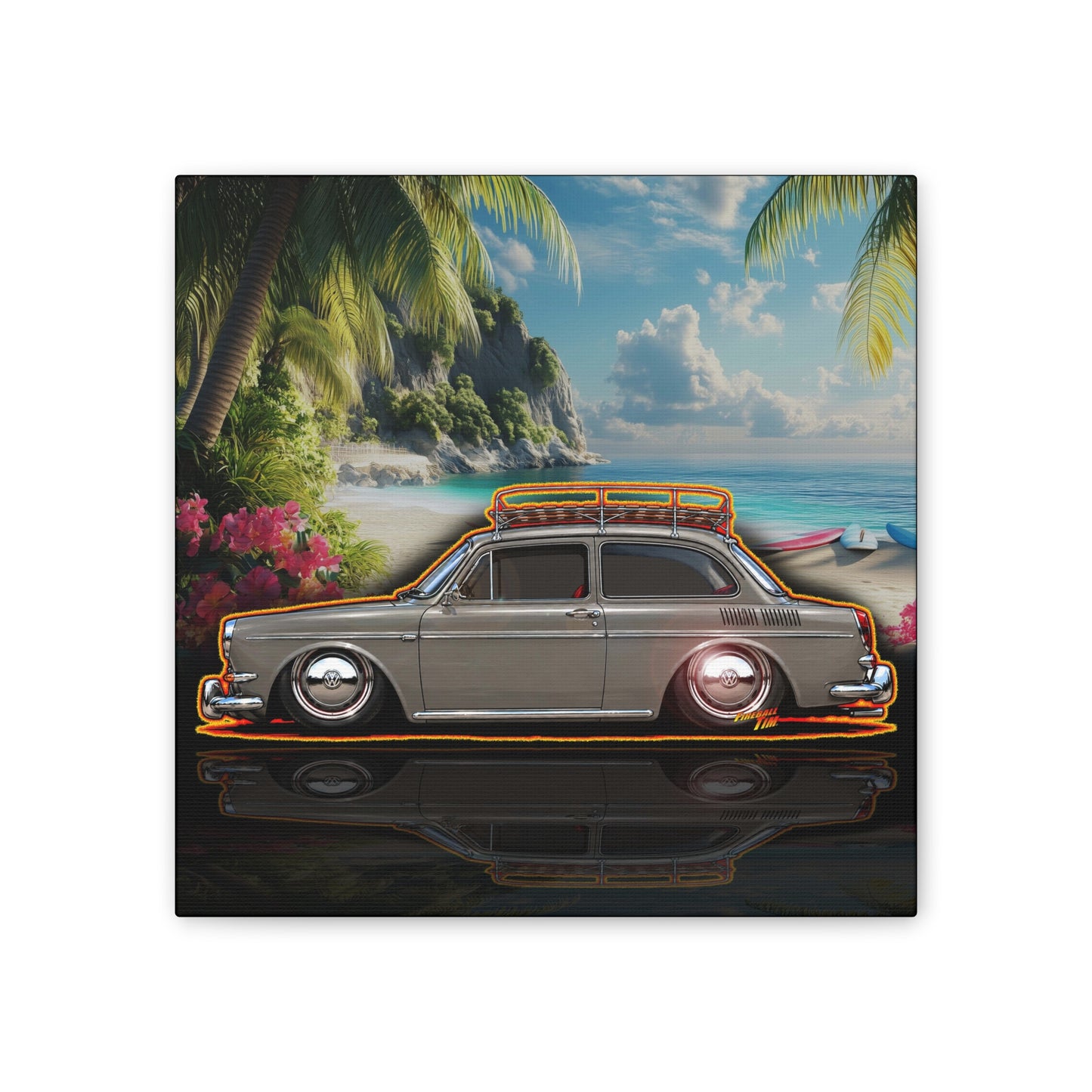 VOLKSWAGEN NOTCHBACK Collectible Fireball Art Canvas Stretched Print