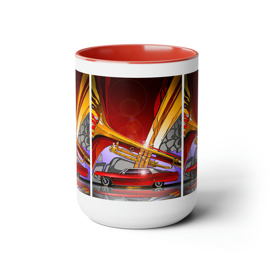 CADILLAC MUSIC Coffee Mug, 15oz, Classic Car Mug, Classic Car, Cadillacs, Music Mug, Musical Mug, Car, Car Illustration, Auto, Car Mug-Mug-Fireball Tim Garage