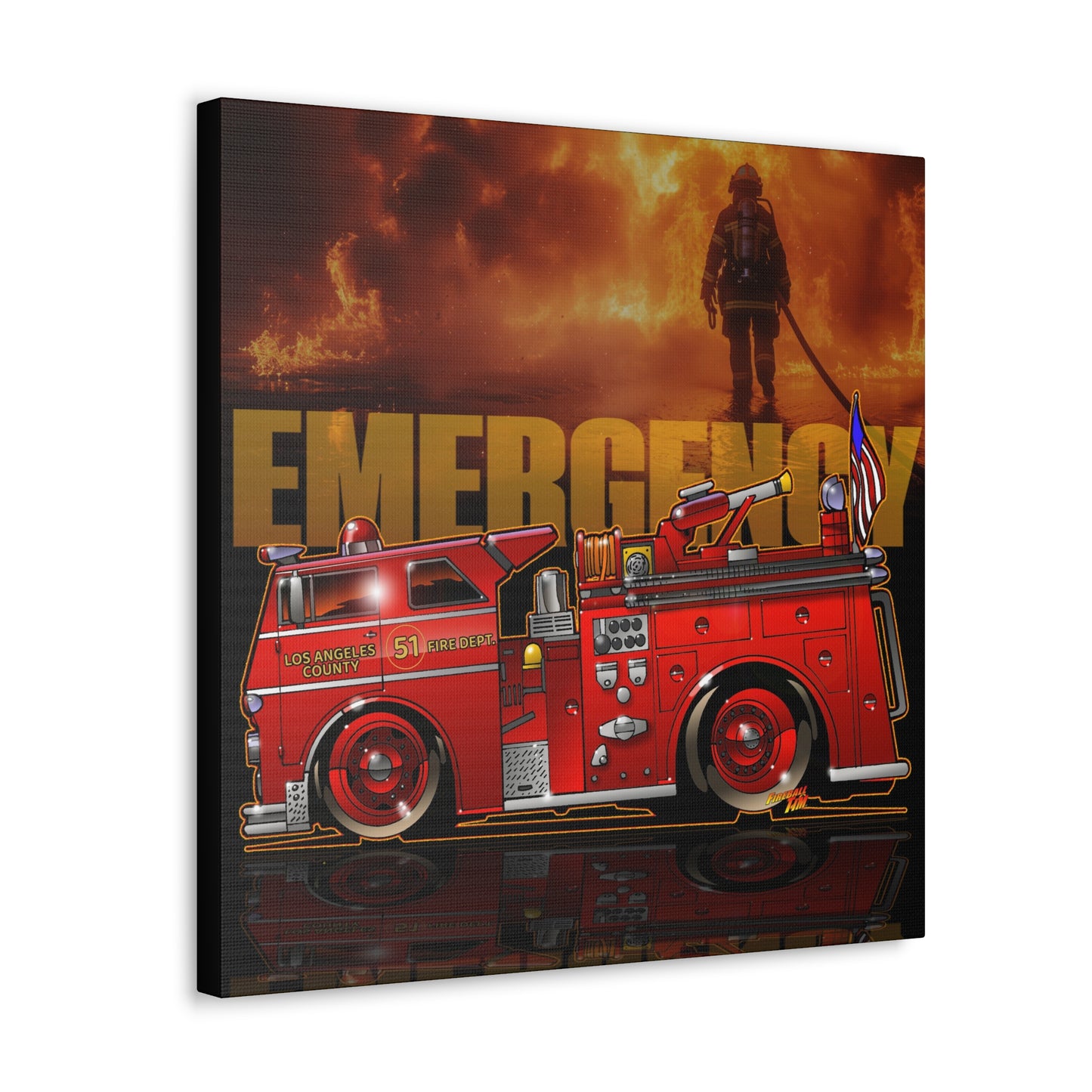 EMERGENCY ENGINE 51 MASTERPRINT Fire Engine Concept Art Canvas Print 3 Sizes