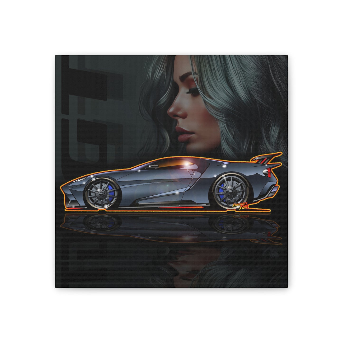 FORD GT Supercar Fireball Art Canvas Print