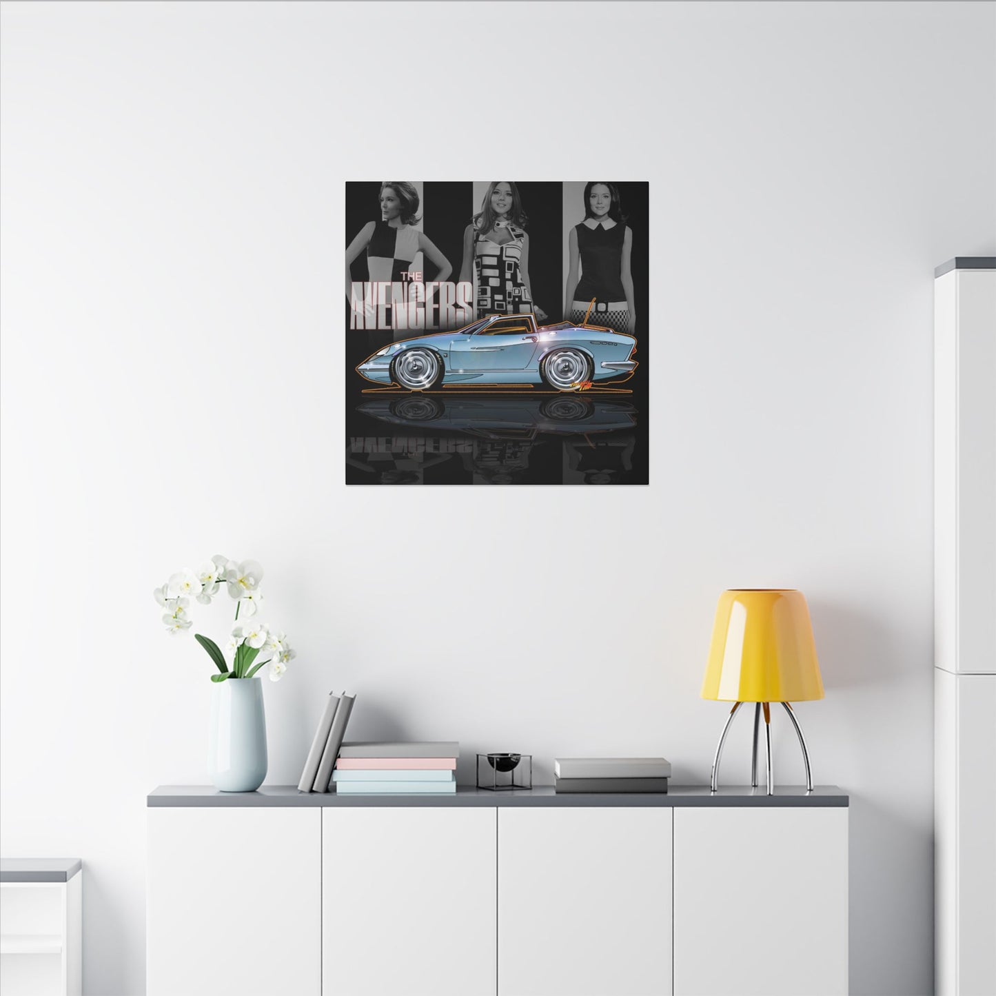 THE AVENGERS TV Show Emma Peel Lotus Elan Canvas Art Print