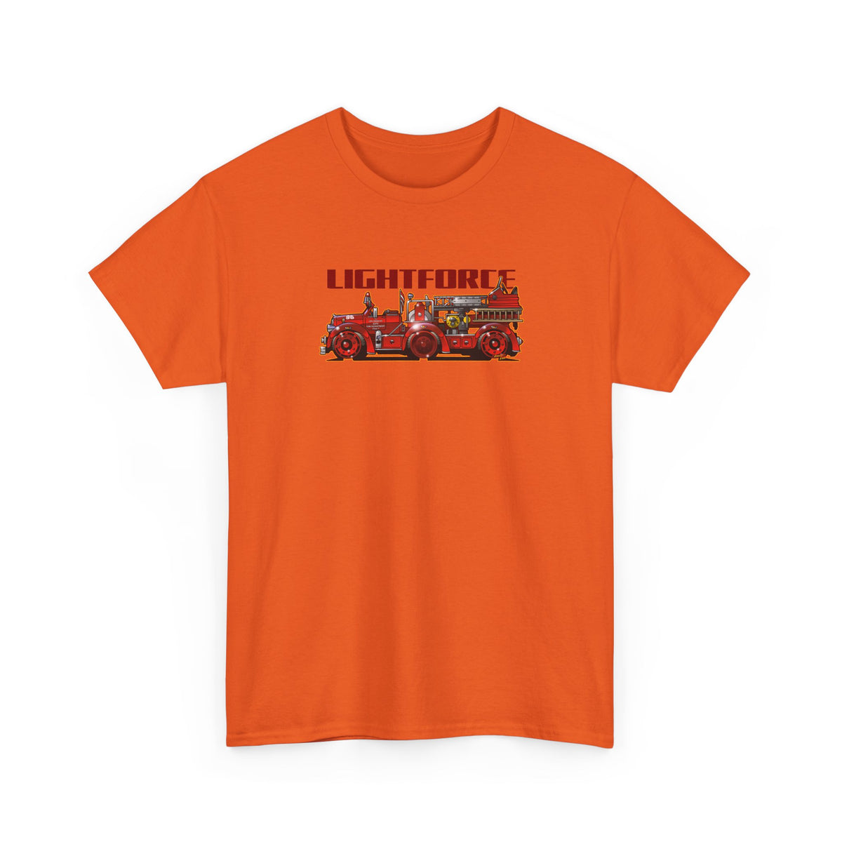 LIGHTFORCE VINTAGE 1940 AERIAL LADDER FIRE TRUCK Fireball Art Tee Shirt - Multiples