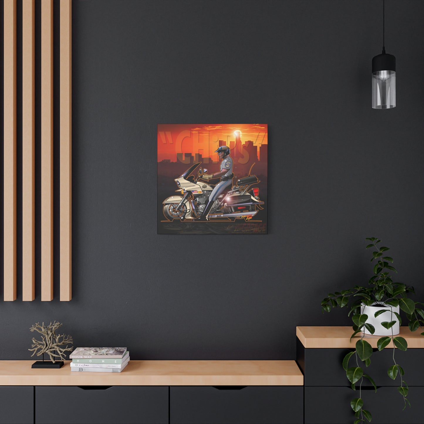 CHiPS TV Show Kawasaki Motorcycle Fireball Art Canvas Print