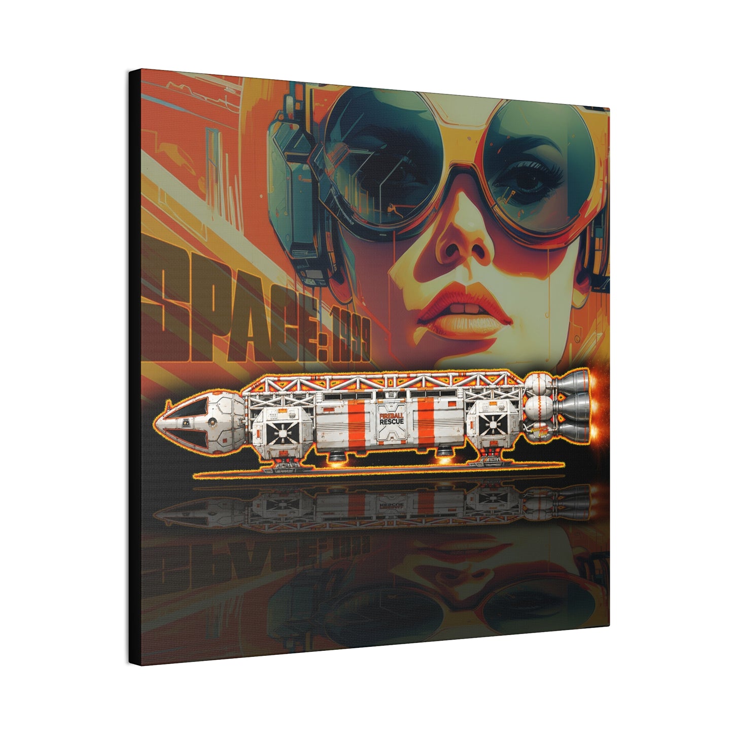 SPACE 1999 EAGLE RESCUE Spaceship Collectible Fireball Art Canvas Stretched Print