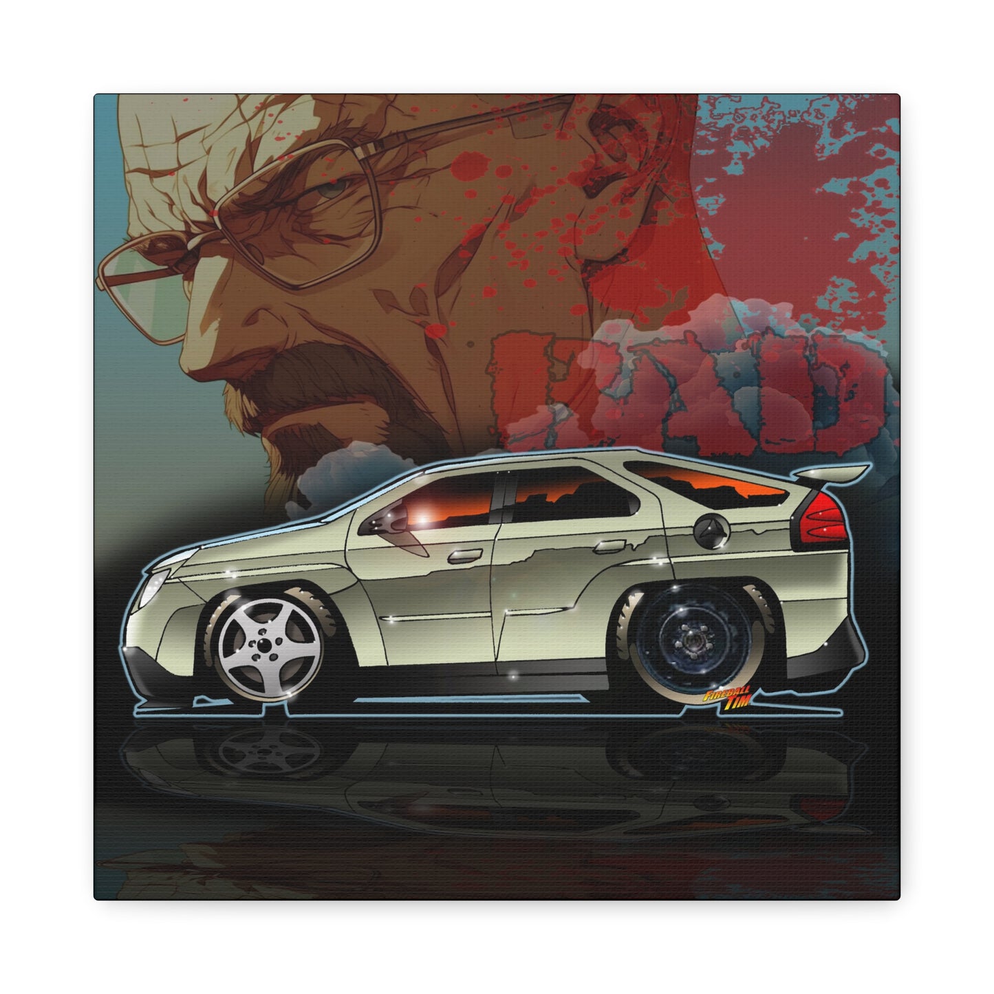 BREAKING BAD Pontiac Aztek Fireball Art Canvas Wall Print