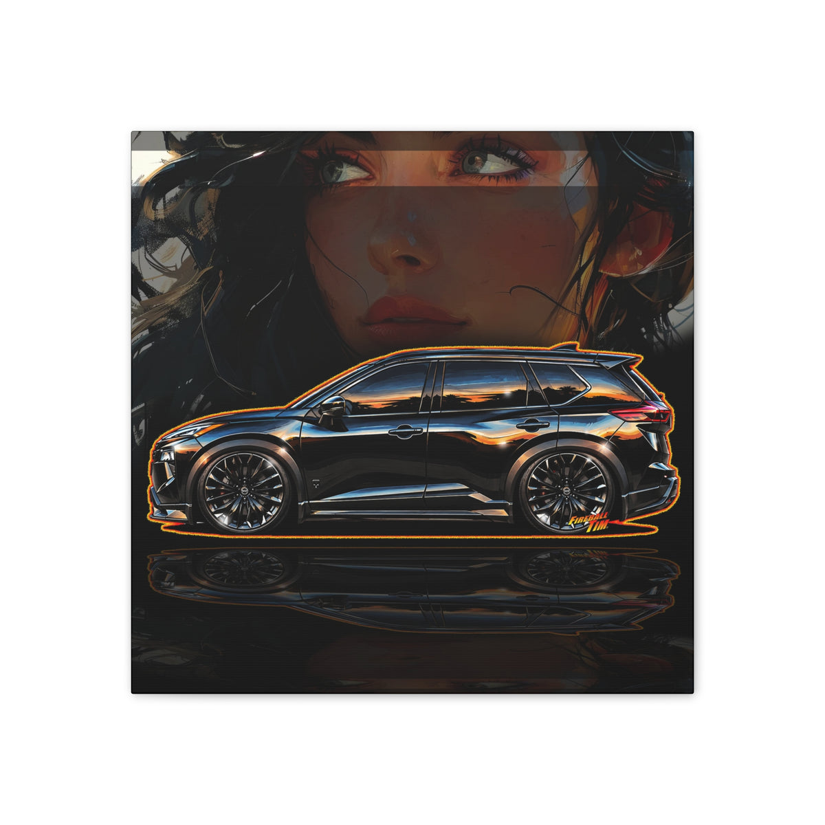 NISSAN ROGUE 2026 Black Armor Edition Collectible Fireball Art Canvas Stretched Print