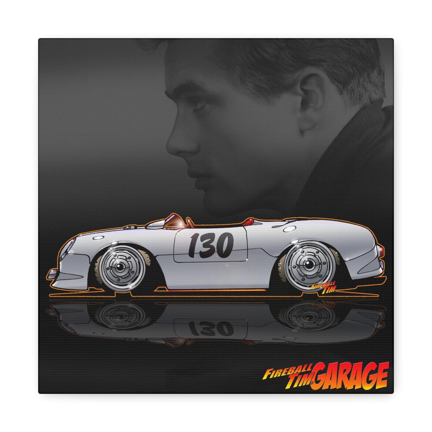 JAMES DEAN PORSCHE 550 Spyder Concept Art Canvas Print 12x12