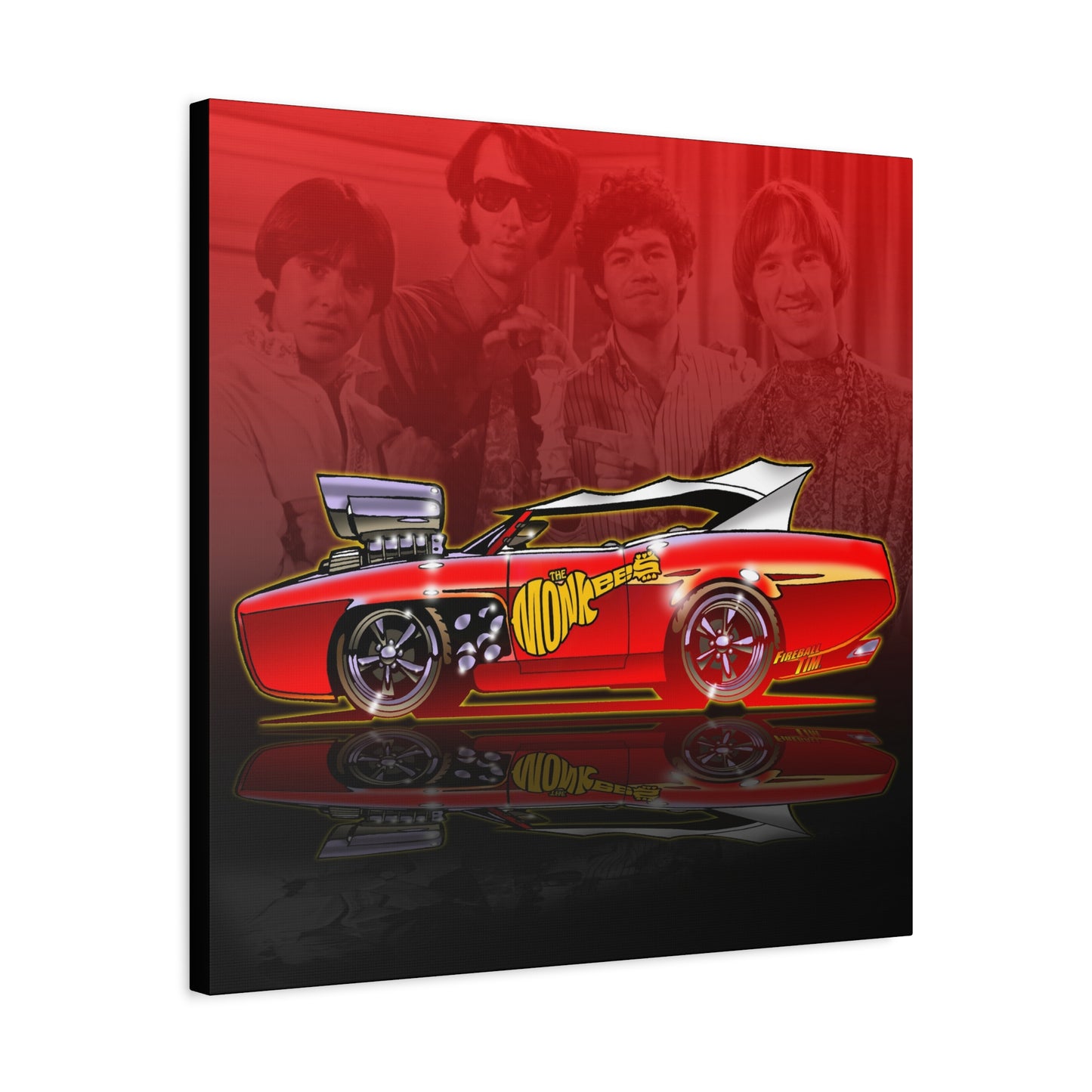 THE MONKEES Monkeemobile Fireball Canvas Art Wall Print