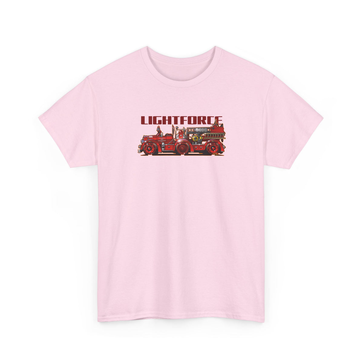 LIGHTFORCE VINTAGE 1940 AERIAL LADDER FIRE TRUCK Fireball Art Tee Shirt - Multiples