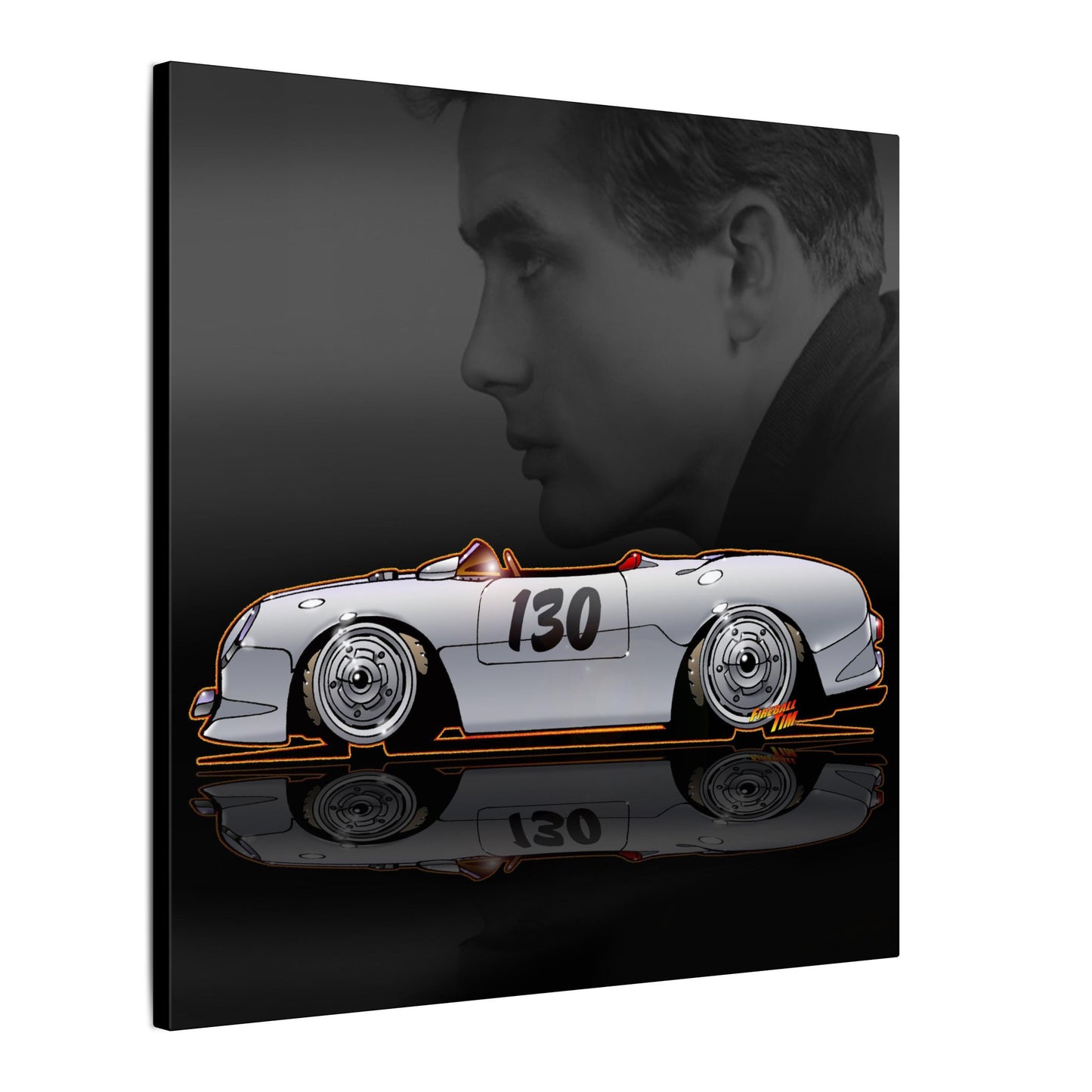 JAMES DEAN PORSCHE 550 Spyder Lil' Bastard Fireball Art Canvas Print