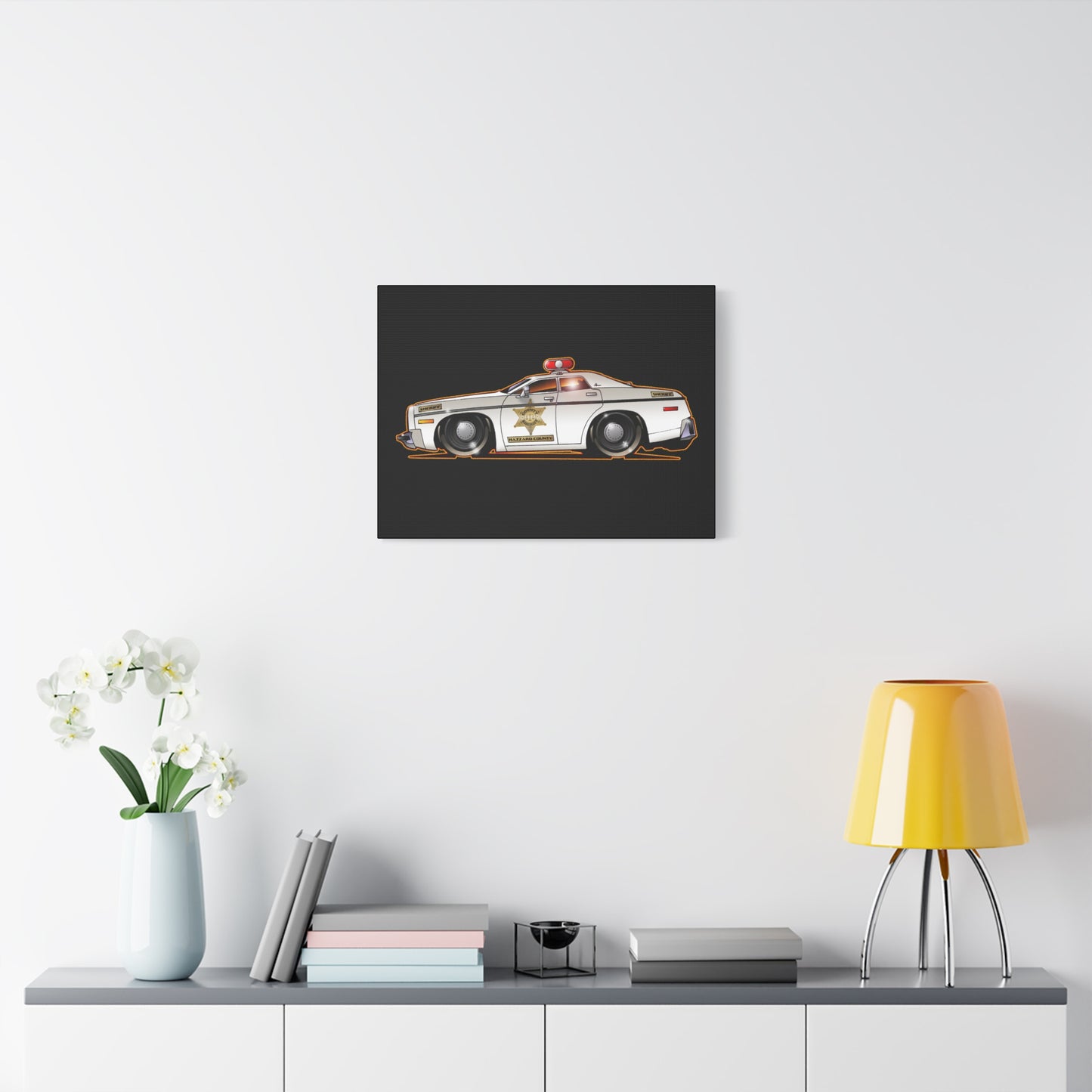 DUKES OF HAZZARD SHERIFF POLICE CAR Fireball Art Canvas Print