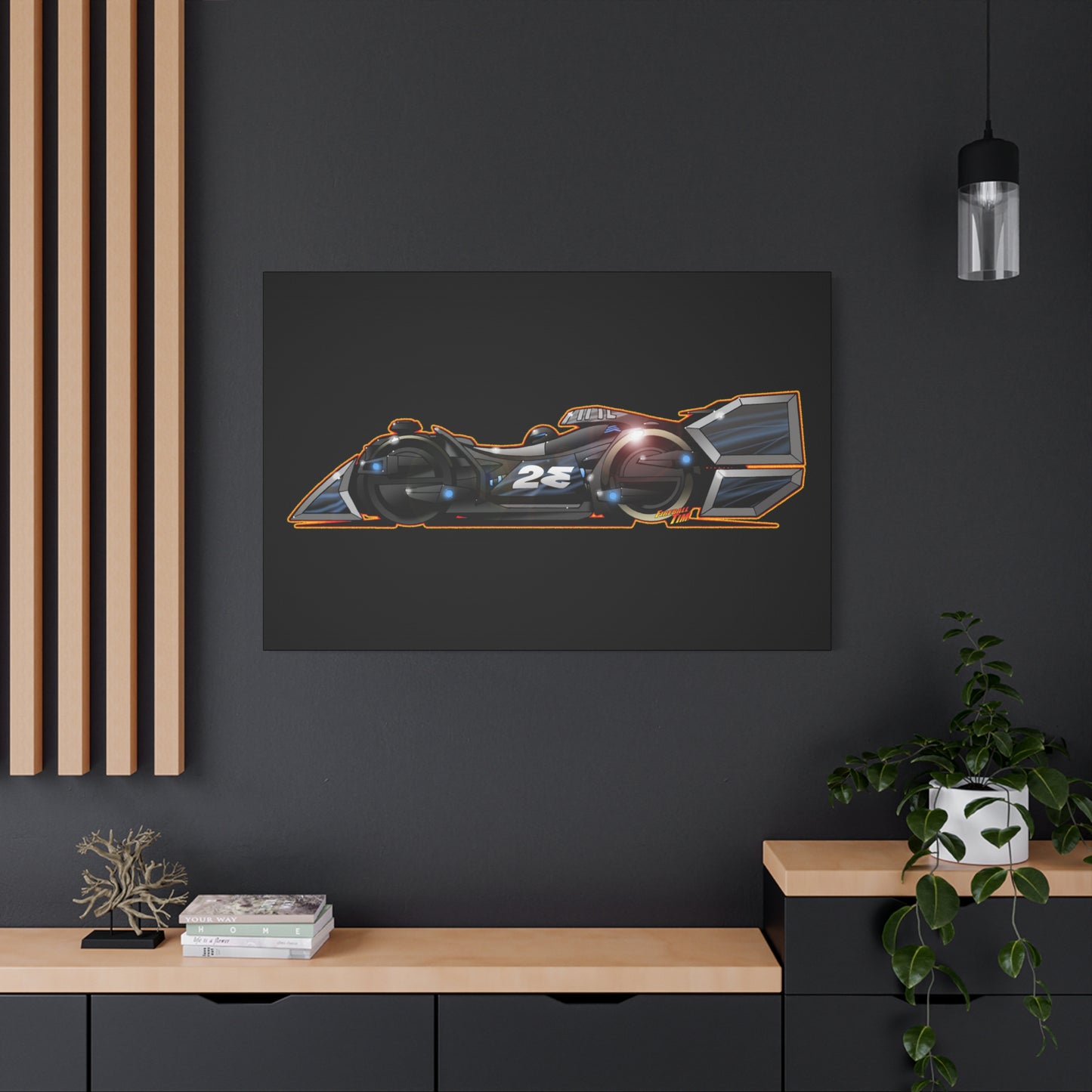 SPEED RACER GRAY GHOST Race Car Fireball Art Canvas Print