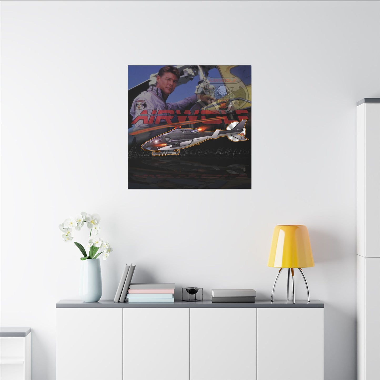 AIRWOLF TV Helicopter Canvas Art Print - 12x12