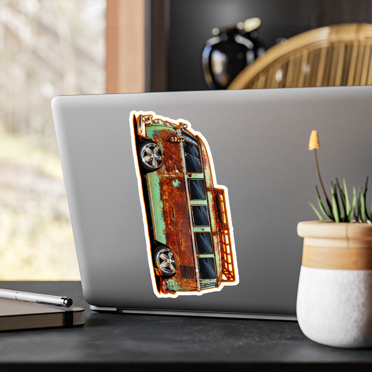 KUSTOM VW VOLKSWAGEN BUS Collectible Fireball Art Stickers in 4 Sizes