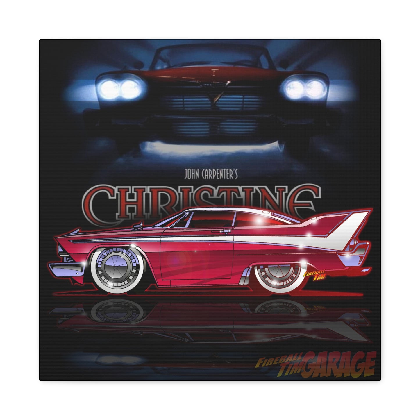 CHRISTINE Movie Car 1958 Plymouth Fury Concept Art Canvas MASTERPRINT 3 Sizes