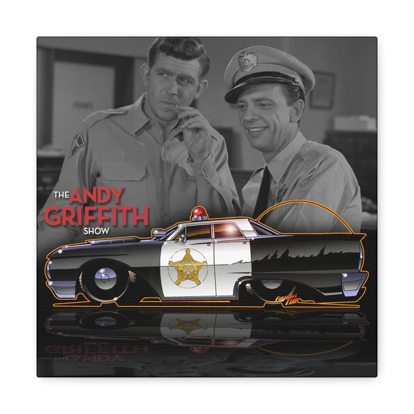 ANDY GRIFFITH SHOW 1963 Ford Galaxie Police Car Canvas Wall Print 2 Sizes