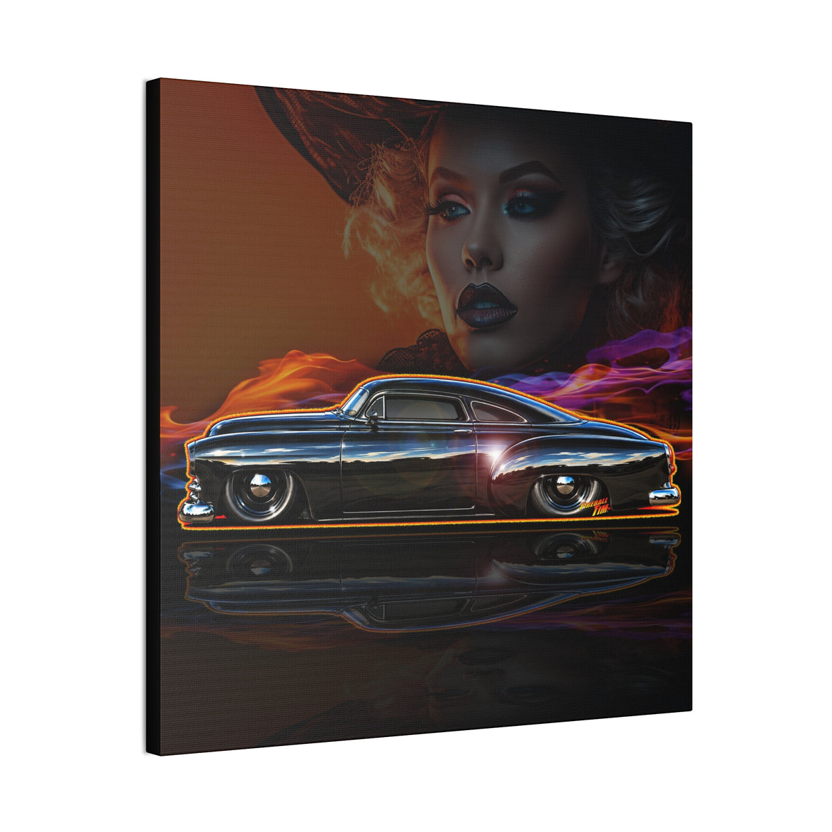 OUTLAW 150 Hot Rod Rat Rod Collectible Fireball Art Canvas Stretched Print