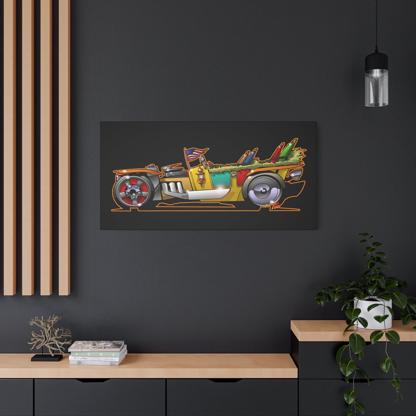 MONGREL T HOT ROD Elvis Easy Come Easy Go Fireball Canvas Art Wall Print