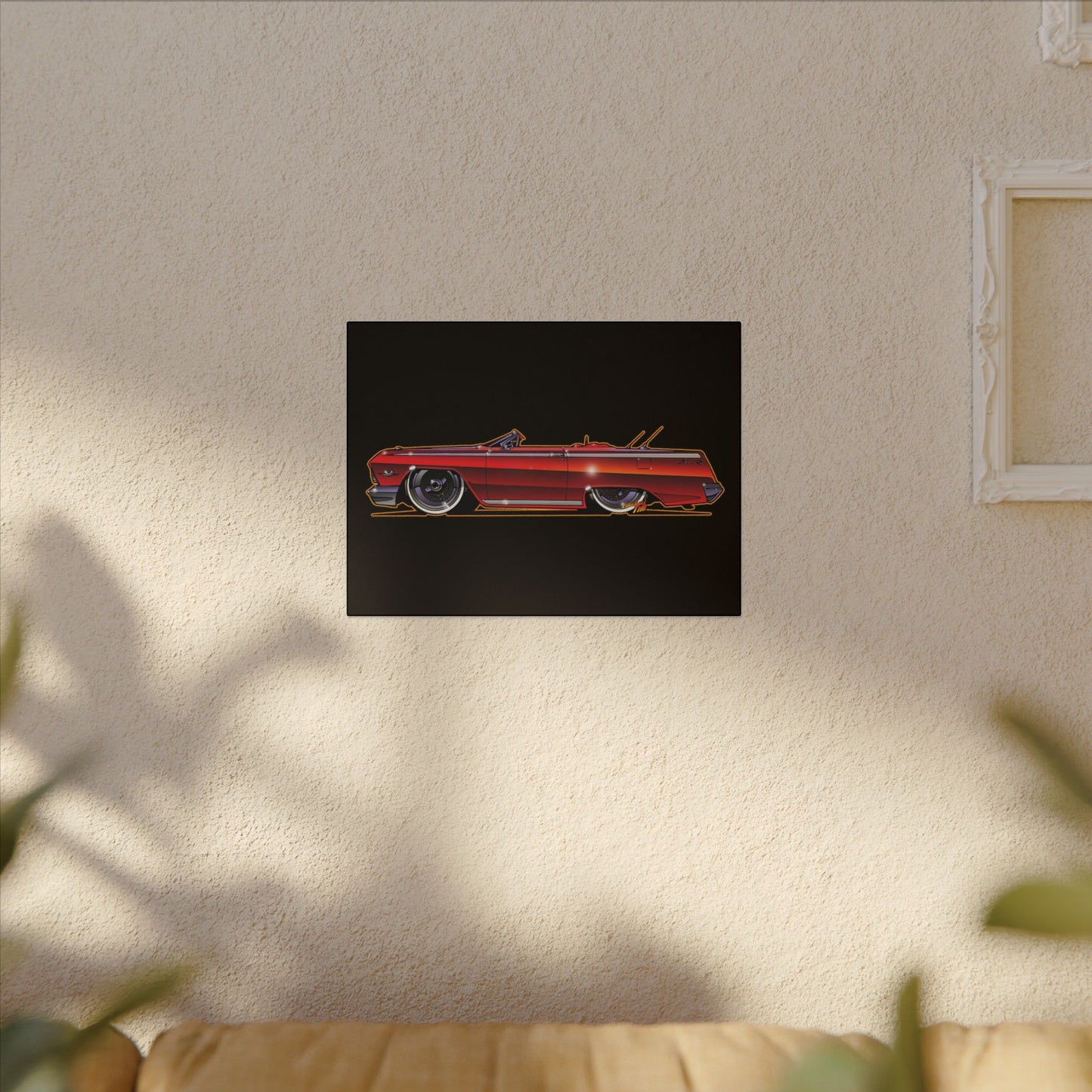 CHEVY IMPALA LOWRIDER Fireball Art Canvas Print