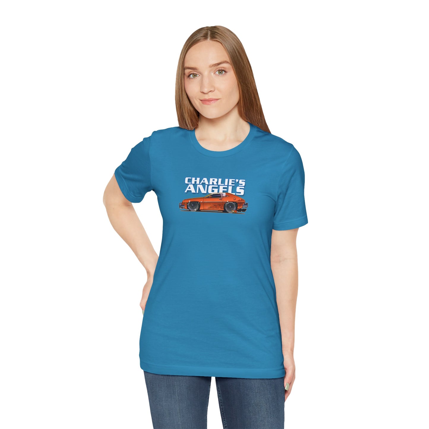 CHARLIES ANGELS 1977 Ford Pinto Concept Art Short Sleeve Tee 12 Colors